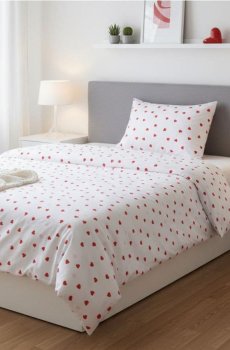 Комплект бавовняної постільної білизни - кремовий