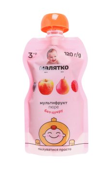 Детское фруктовое пюре Малятко Мультифрукт, без добавления сахара, от 3 лет, 120 г