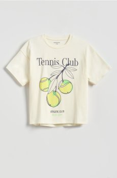 Reserved - Свободная футболка с принтом - кремовий - 416HU-01X