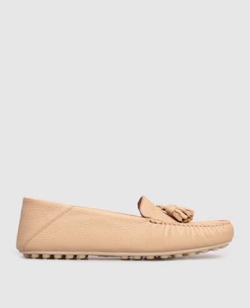 Бежевые кожаные мокасины Dot Sole с кистями Бежевые кожаные мокасины Dot Sole с кистями