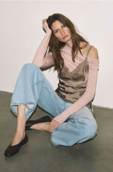 Reserved - Балетки з овечої шкіри - темно коричневий - 755HV-89X