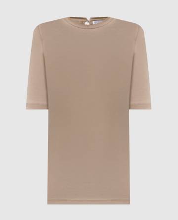 Бежевый топ в рубчик с цепочкой мониль