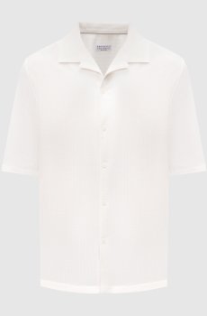 Белая рубашка с шелком в тканом узоре