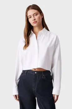 Женская белая рубашка OXFORD LS CROPPED SHIRT Белый XXS Calvin Klein Jeans J20J225079