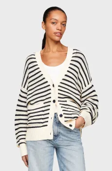 Женский кардиган в полоску CROCHET STP BOXY V-NK Разноцветный S-M Tommy Hilfiger WW0WW41475