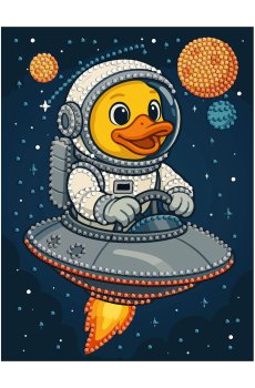 Алмазная мозаика Ideyka Утка в космосе, с частичной выкладкой, 15*20 см (AMV1202)