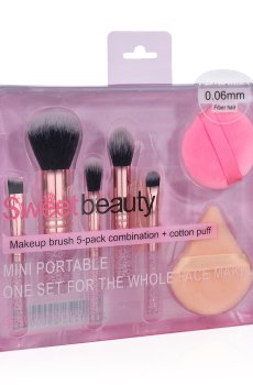 Подарочный набор для макияжа (кисти-миниатюры, 5 шт + спонжи, 2 шт)