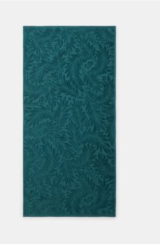 Бавовняний рушник із рослинним візерунком - синьо-зелений