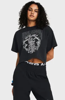 Женская черная футболка UA HW Dusk to Dawn Crop SS Черный XL Under Armour 1383048-001