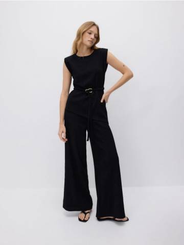 Reserved - Штани з текстурованої тканини - чорний - ZQ701-99X