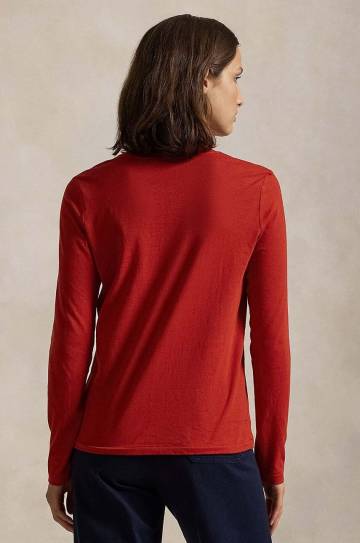Хлопковый лонгслив Polo Ralph Lauren цвет красный 211898699 Хлопковый лонгслив Polo Ralph Lauren цвет красный 211898699