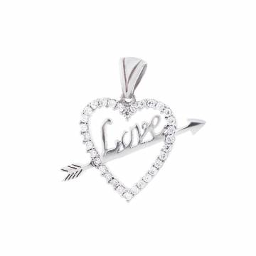 Серебряная подвеска с сердечком "Love" 131825 Серебряная подвеска с сердечком "Love" 131825