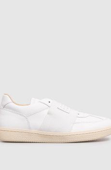 Детские кожаные белые кроссовки с нашивкой логотипа