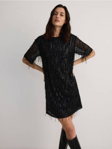 Reserved - Міні-сукня з блискітками - чорний - YN257-99X