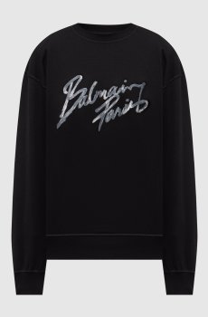Черный свитшот с принтом логотипа