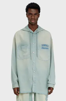 Мужская голубая джинсовая рубашка D-DEWNY-HOOD-S3 CAMICIA Голубой M Diesel A21829 0ADCF