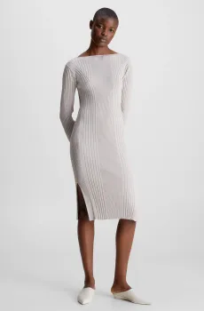 Женское светло-серое платье ICONIC RIB OPEN BACK Серый M Calvin Klein K20K205753