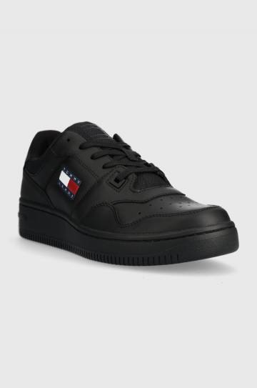 Кожаные кроссовки Tommy Jeans TJM RETRO BASKET ESS цвет чёрный EM0EM01395 Кожаные кроссовки Tommy Jeans TJM RETRO BASKET ESS цвет чёрный EM0EM01395