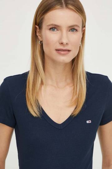 Футболка Tommy Jeans женская цвет синий DW0DW17385 Футболка Tommy Jeans женская цвет синий DW0DW17385