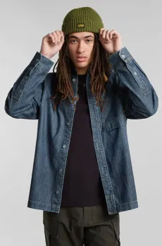 Мужская темно-синяя джинсовая рубашка 1-pocket Regular Denim Синий S G-Star RAW D24764,D539