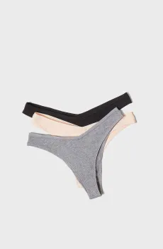 Женские трусики-танга (3 шт) SEVDA Разноцветный XS Etam 6539634