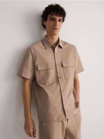 Reserved - Гладка сорочка regular fit - бежевий - 9550N-08X Reserved - Гладка сорочка regular fit - бежевий - 9550N-08X