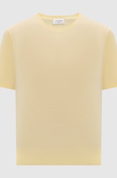 Желтая футболка из шерсти, кашемира и шелка