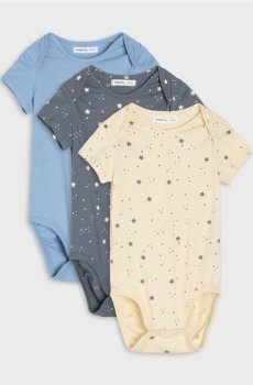 Бавовняне боді з принтом зірочок 3 pack - індиго
