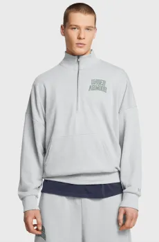 Мужская светло-серая спортивная кофта UA Icon HWT Terry OS 1/2 Zip Серый XL Under Armour 1386550-011