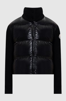 Черная пуховая куртка с шерстью и кашемиром