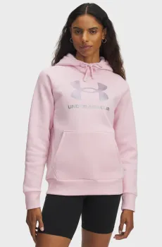 Женское розовое худи UA Rival Flc Shimmer Hdy Розовый M Under Armour 6003710-647