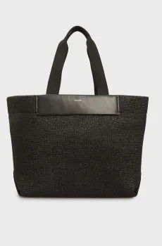 Женская черная сумка CK RAFFIA LARGE SHOPPER Черный ONESIZE Calvin Klein K60K613025