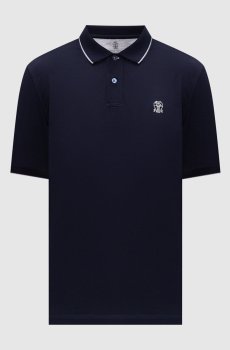 Темно-синее поло с вышивкой эмблемы
