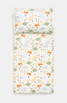 Бавовняний комплект постільної білизни з мотивом динозаврів - різнобарвний