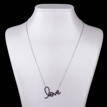 Колье "Love" с фианитами (родий, 40см) 18179 Колье "Love" с фианитами (родий, 40см) 18179