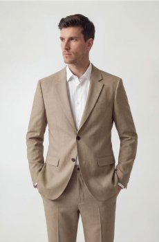 Reserved - Блейзер regular fit з віскози - бежевий - 604JO-80M