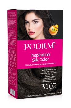 Безаммиачная крем-краска для волос Podium Inspiration Silk Color 3102 Холодный темно-каштановый, 150 мл