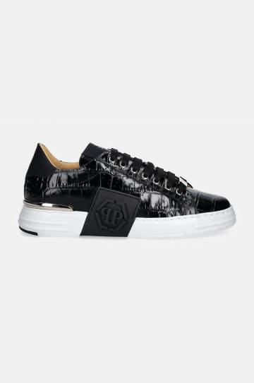 Кожаные кроссовки Philipp Plein Crocco Lo-Top Hexagon цвет чёрный USC0653 PTE003N 02 Кожаные кроссовки Philipp Plein Crocco Lo-Top Hexagon цвет чёрный USC0653 PTE003N 02