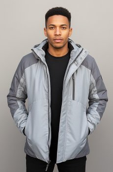 Мужская светло-серая куртка демисезонная  RC-V-4-combi-grey