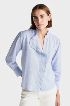 Женская голубая блуза в полоску Голубой L Tommy Hilfiger WW0WW44063