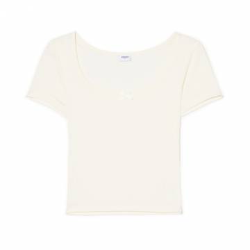 Cropp - Футболка з трикотажу в рубчик - білий Cropp - Футболка з трикотажу в рубчик - білий