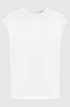 Белый топ из шелка с цепочкой мониль