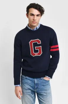 Мужской темно-синий джемпер SEASONAL G Синий M Gant 8030219