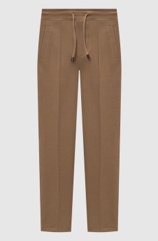 Коричневые спортивные штаны с вышивкой эмблемы