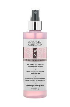 Увлажняющий спрей-тоник для лица Advanced Clinicals Rosewater Toner Tone & Tighten Formula, 237 мл