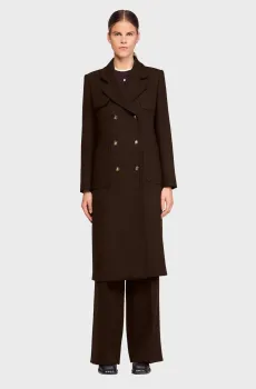 Женское темно-коричневое шерстяное пальто Коричневый 34 Sandro SFPOU00777_Brown