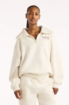 Женский бежевый реглан Trackside Fleece Half Zip Бежевый S New Balance WT62W1XDLIT