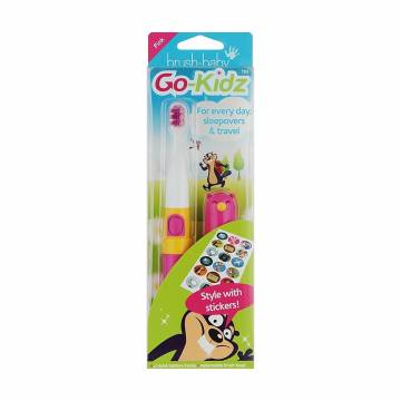 Детская электрическая зубная щетка Brush-Baby Go-Kidz рожева с наклейками, 1 шт Детская электрическая зубная щетка Brush-Baby Go-Kidz рожева с наклейками, 1 шт