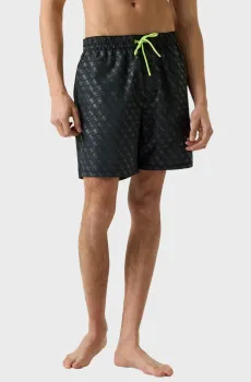 Мужские черные плавательные шорты с узором Черный M Guess F6GT26.WG2A2;PJ1G