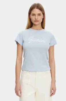 Женская голубая футболка Голубой M Guess V5GI02.K9RM1;G7O3